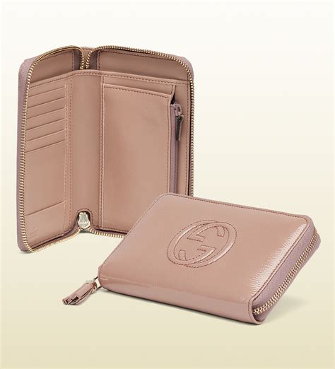 gucci zip around swing leather wallet pink|Gucci zip wallet small.